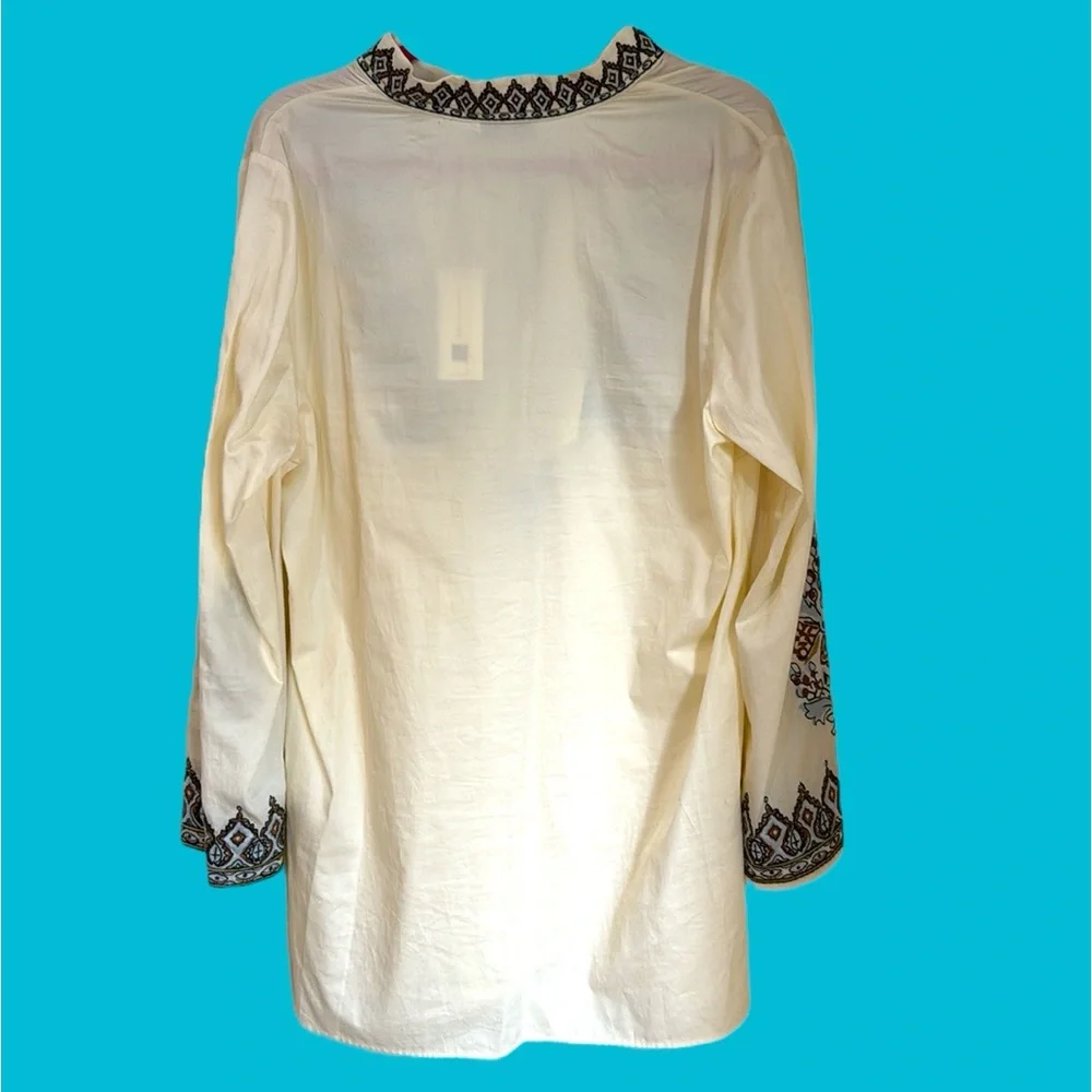 NWT TORY BURCH FRENCH CREAM EMBROIDERED TUNIC SIZE XL‎ BLOUSE